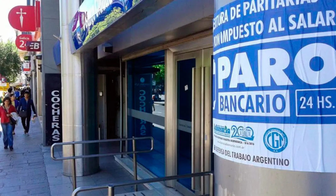 Paro nacional bancario de 24 horas para este jueves por desacuerdo en paritarias