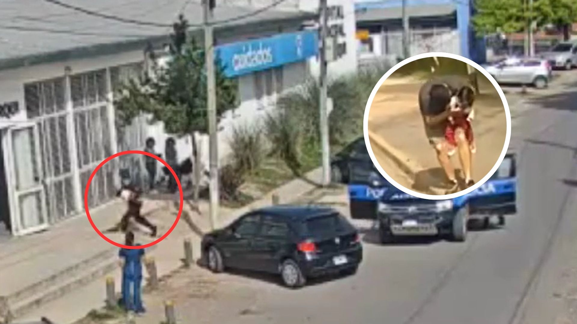 En Derqui: Policías salvaron a una bebé que se estaba asfixiando en plena vía pública