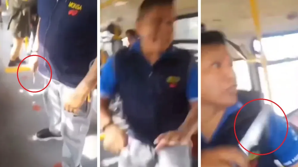 Pasajeros aterrados: Un chofer detuvo la unidad, sacó un cuchillo y amenazó a un usuario