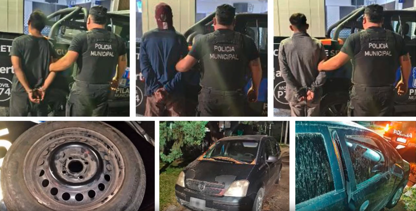 Robo frustrado en Pilar Sur: Tres detenidos por robo de neumáticos